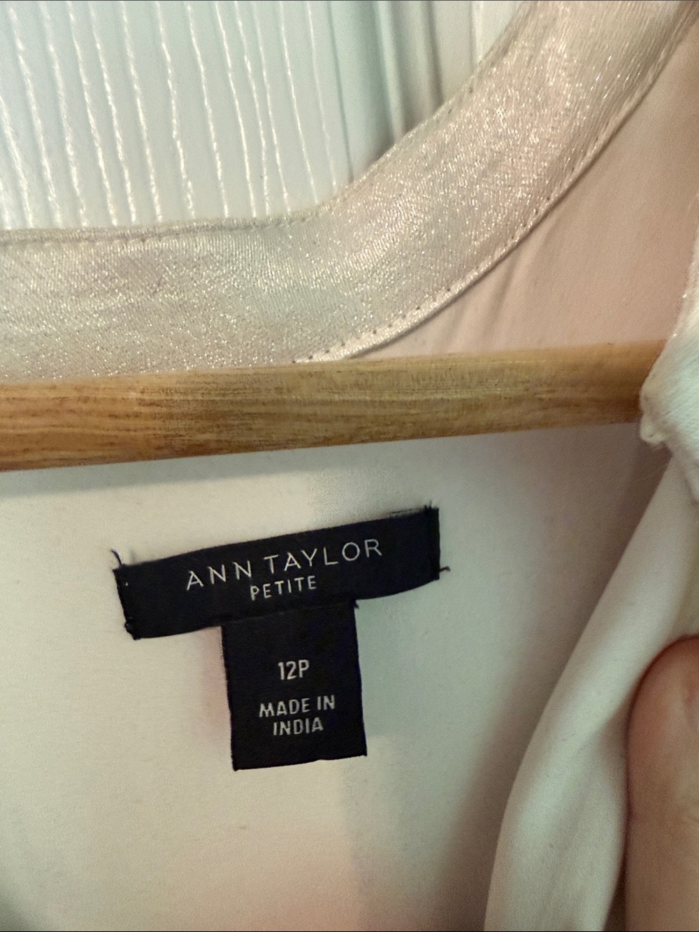 Ann Taylor Cream Puff-Sleeve V-Neck Shift Dress - Picture 2 of 4